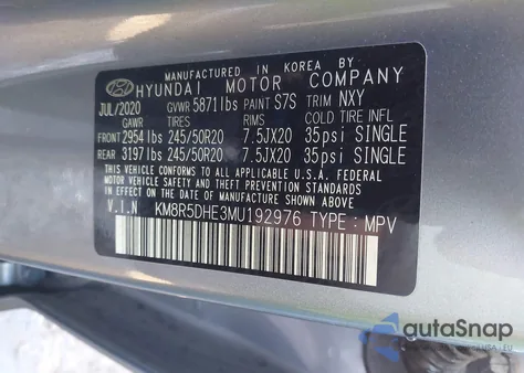 2021 Hyundai Palisade Limited из США, поврежденный, VIN KM8R5DHE3MU192976